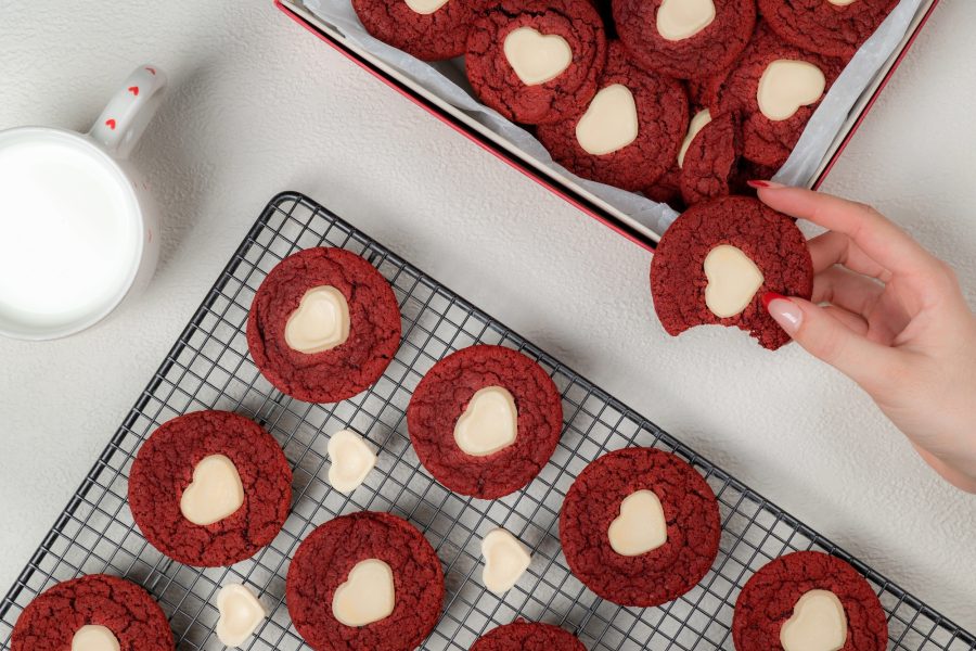 red velvet thumbprint cookies